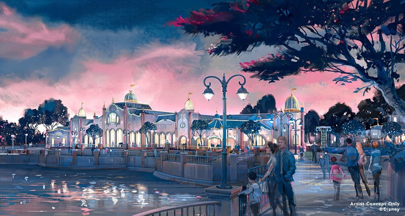 Arte conceptual de la nueva zona para comer junto al lago de Disneyland Paris