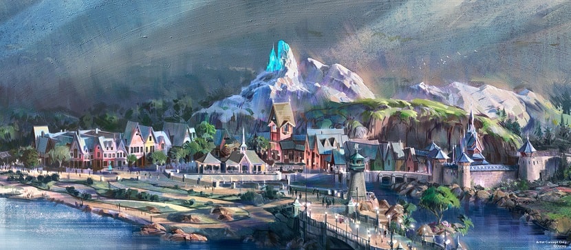 Arte conceptual de World of Frozen del futuro Disney Adventure World en Disneyland Paris